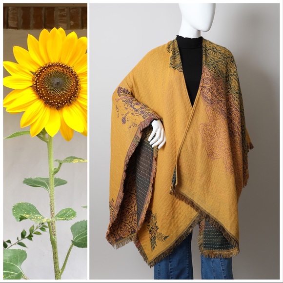 Bohemian Ruana Open Front Poncho - Picture 3 of 8